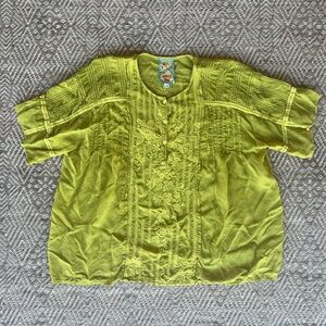Johnny Was Lime Green Embroidered Blouse